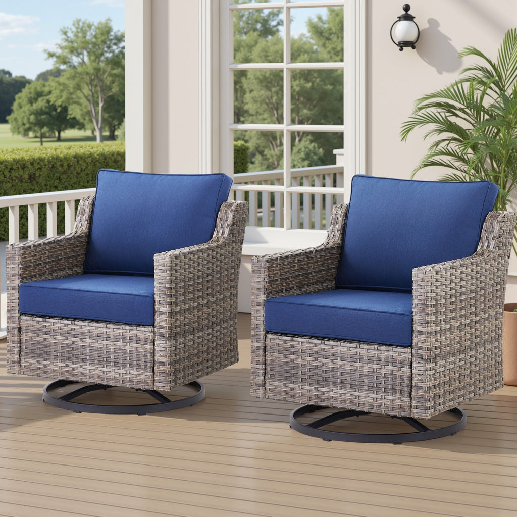 Tatum Outdoor Swivel Rocking Chairs, Set of 2