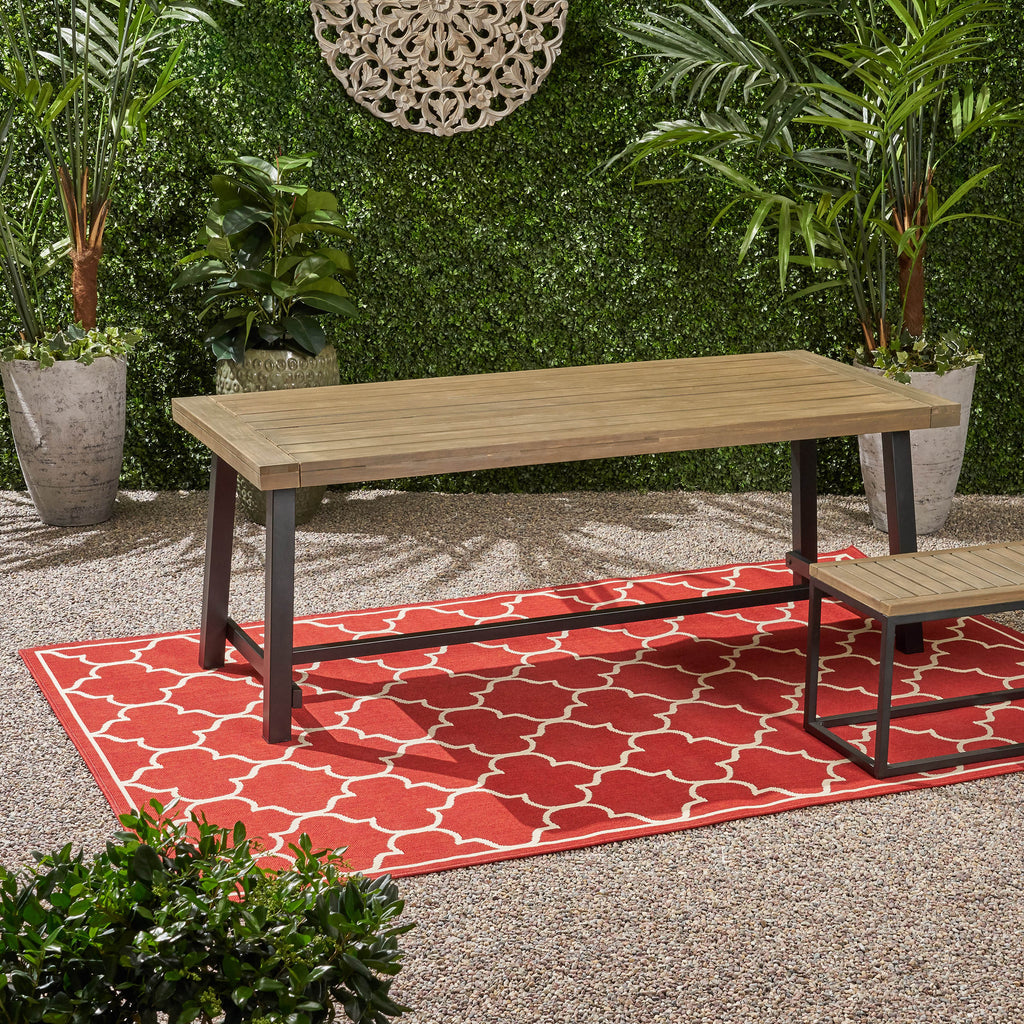 Acacia Wood Rectangular Outdoor Dining Table