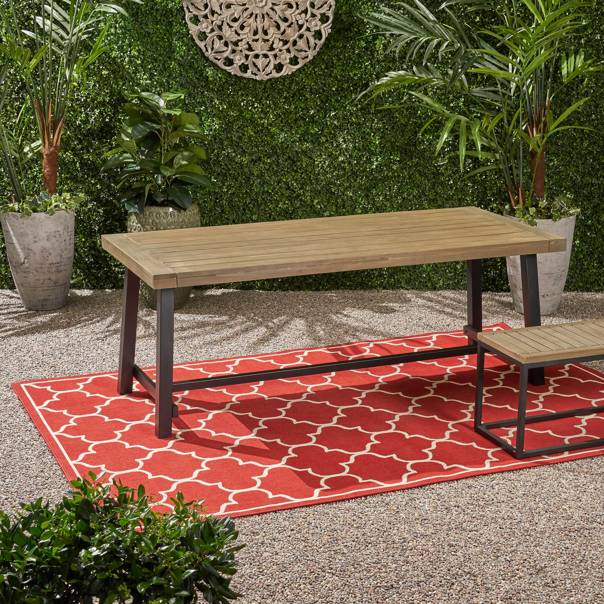 Acacia Wood Rectangular Outdoor Dining Table