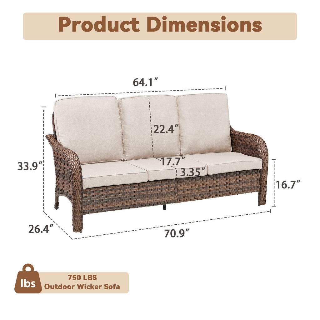Marlowe Wicker Outdoor 3 Seat Sofa