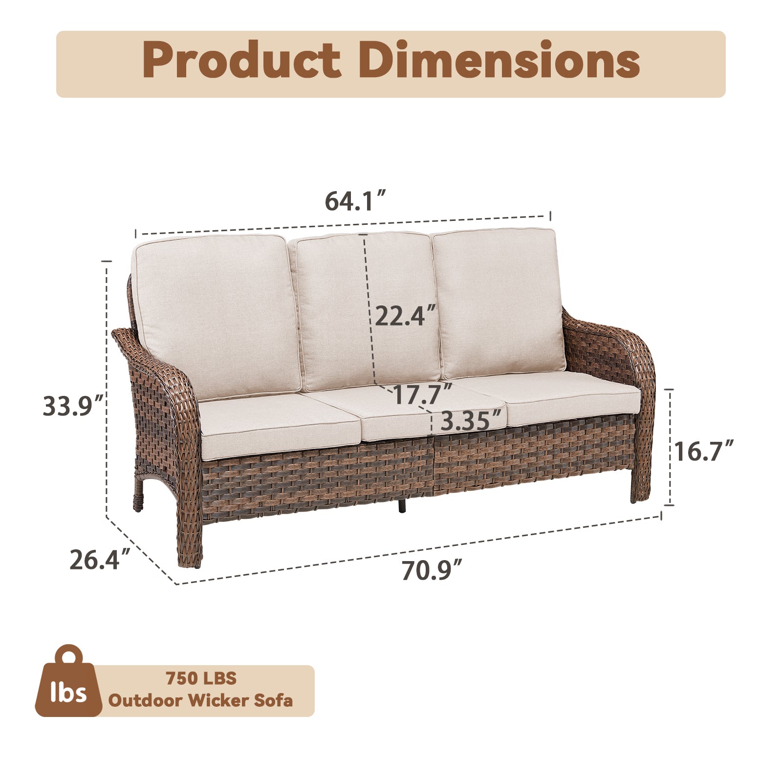 Marlowe Wicker Outdoor 3 Seat Sofa