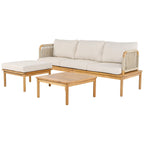 Isola Outdoor 3 Piece Acacia Wood and Rope Patio Sofa Set