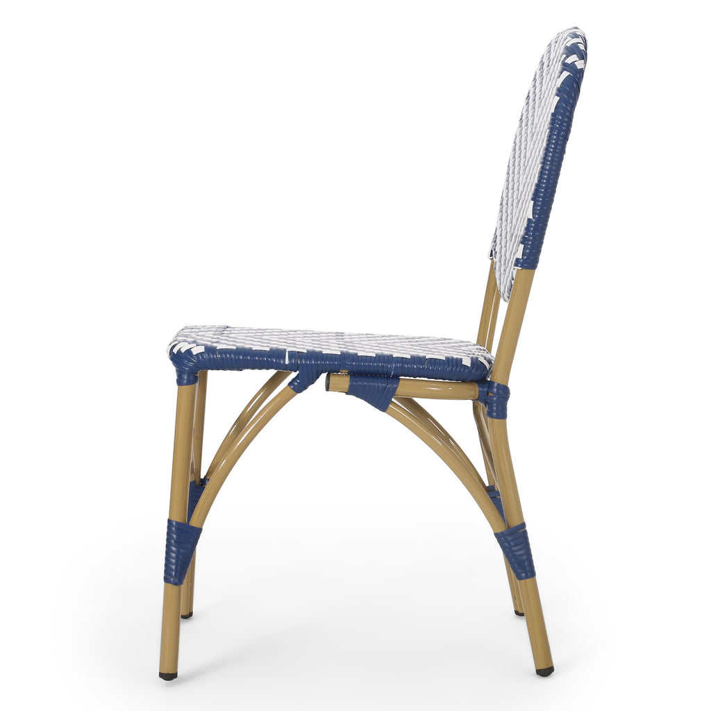 PE Rattan and Aluminum Bistro Chair with Round Back, Set of 2