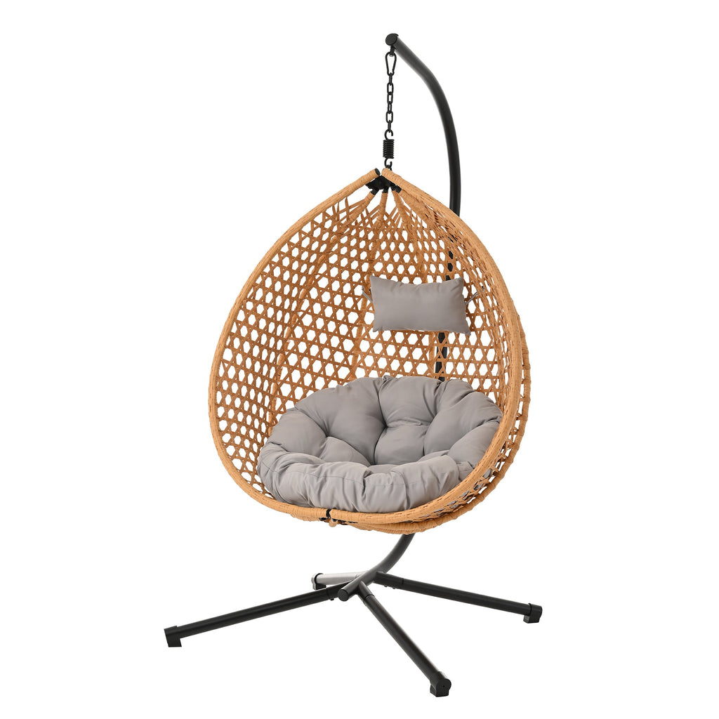 Hanging Swinging Egg Chair with Rattan Weaving, Base Included