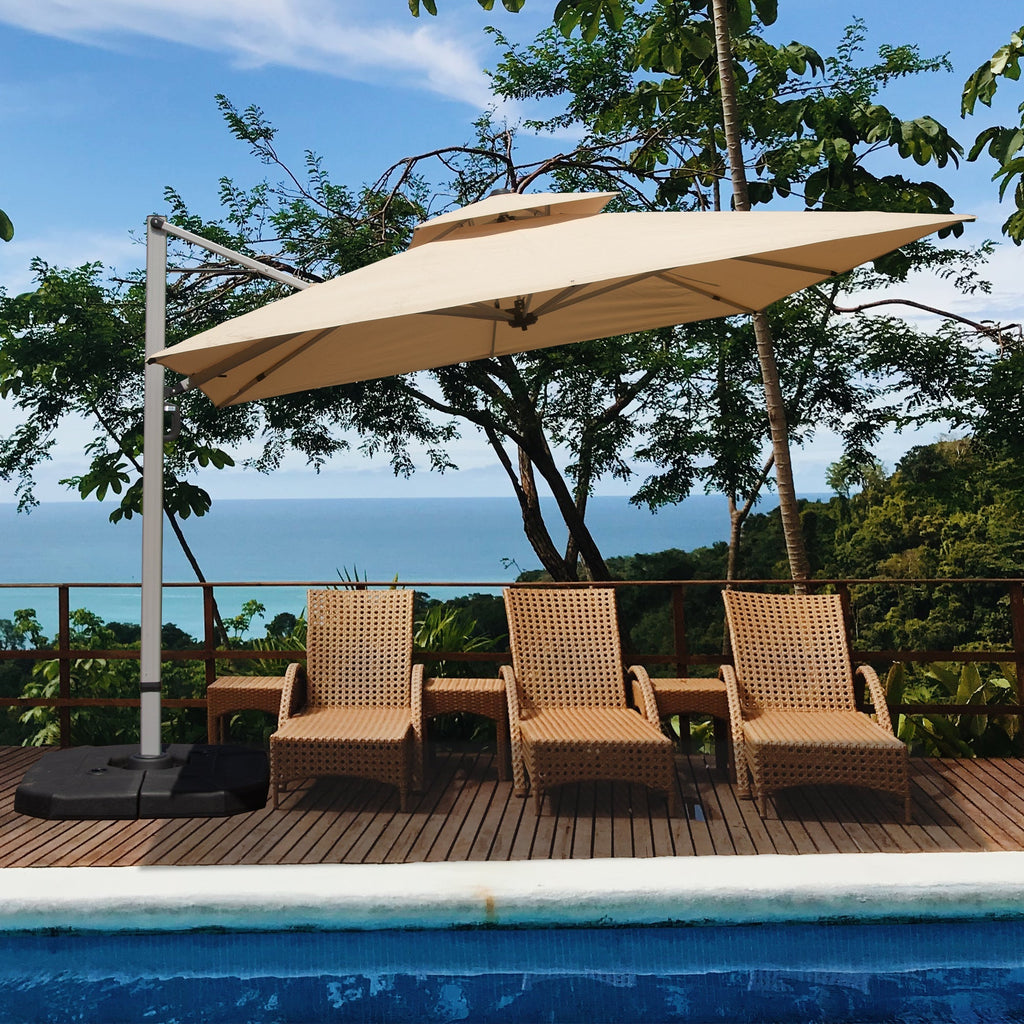 9' Aluminum Cantilever Tilt Patio Umbrella with Center Pole, Base Not Included