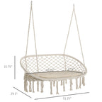 Visioned Outdoor Hanging Hammock Swing Chair with Macrame Design and Soft Cushion