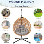 Hanging Swinging Egg Chair with Rattan Weaving, Base Included