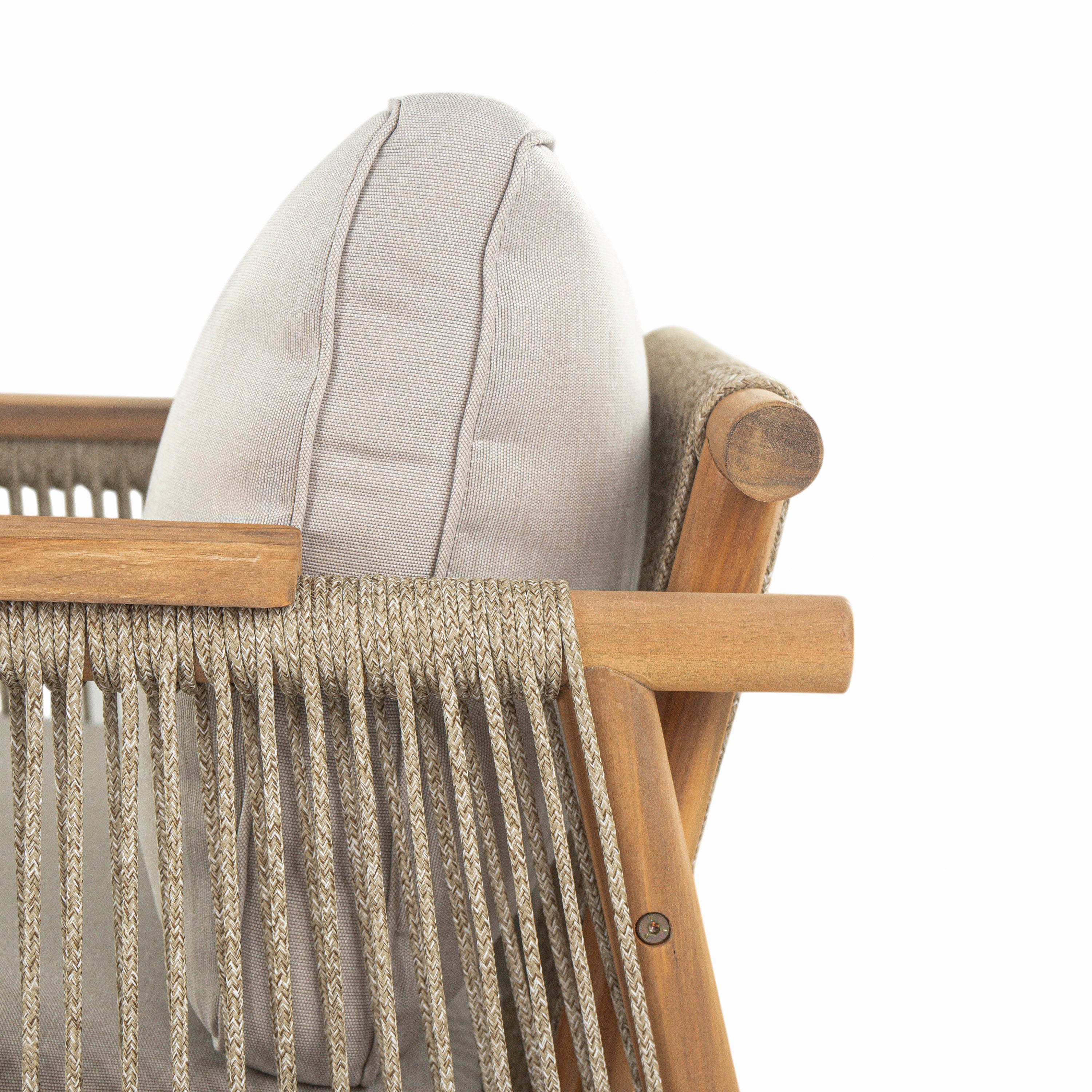 Outdoor Wood Club Chair with Rope Accents