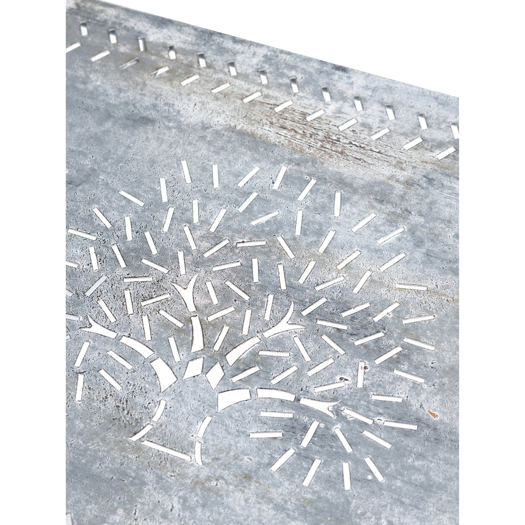 Distressed Silver Finish Iron French Country Arched Fence Console Table