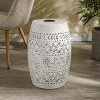 Sunhaven Punched Metal Solar Side Table with Built-in Solar Battery