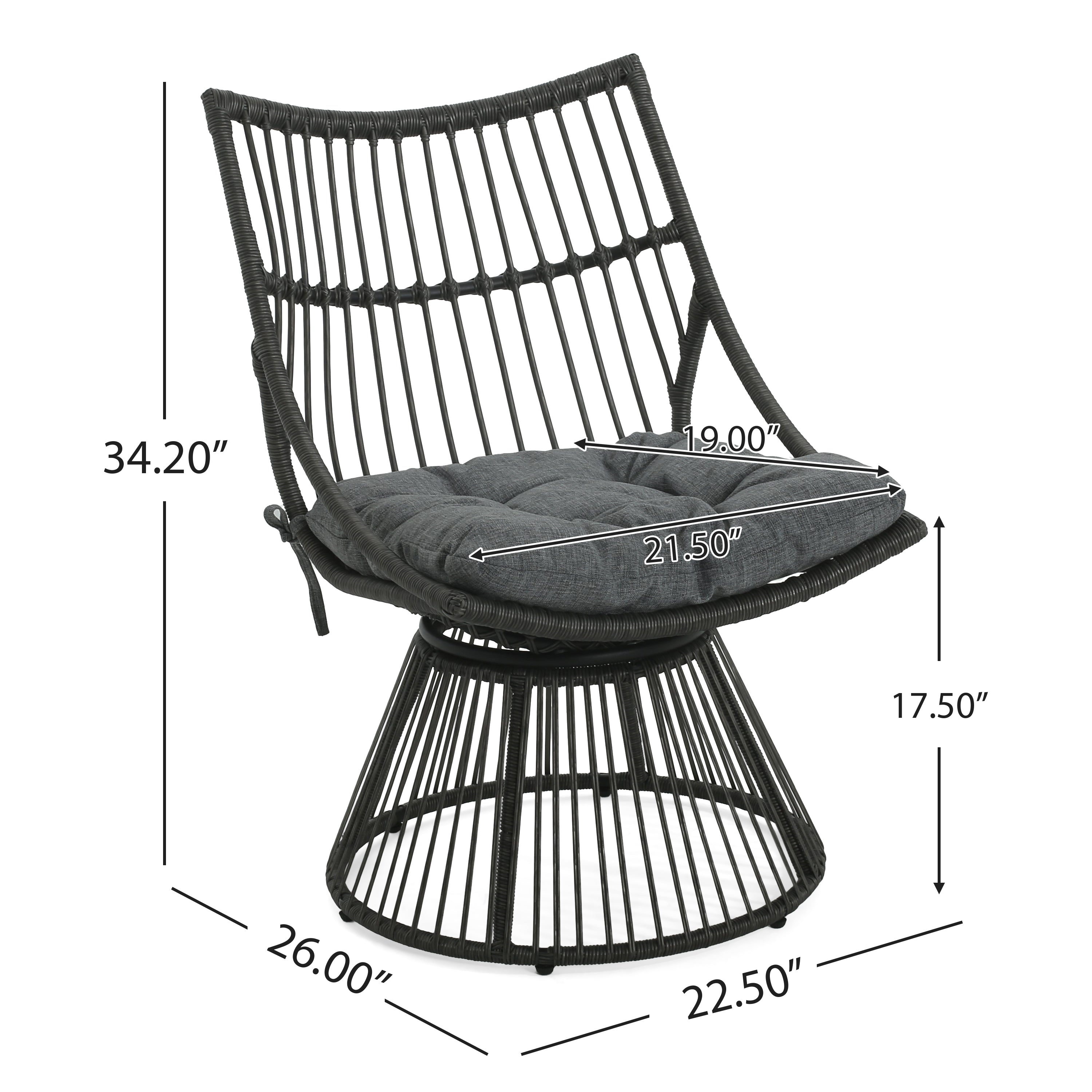 Strontianite Outdoor Rattan Chair with High Back Design