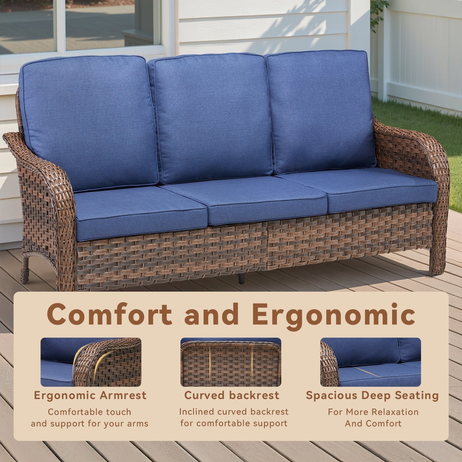 Marlowe Wicker Outdoor 3 Seat Sofa