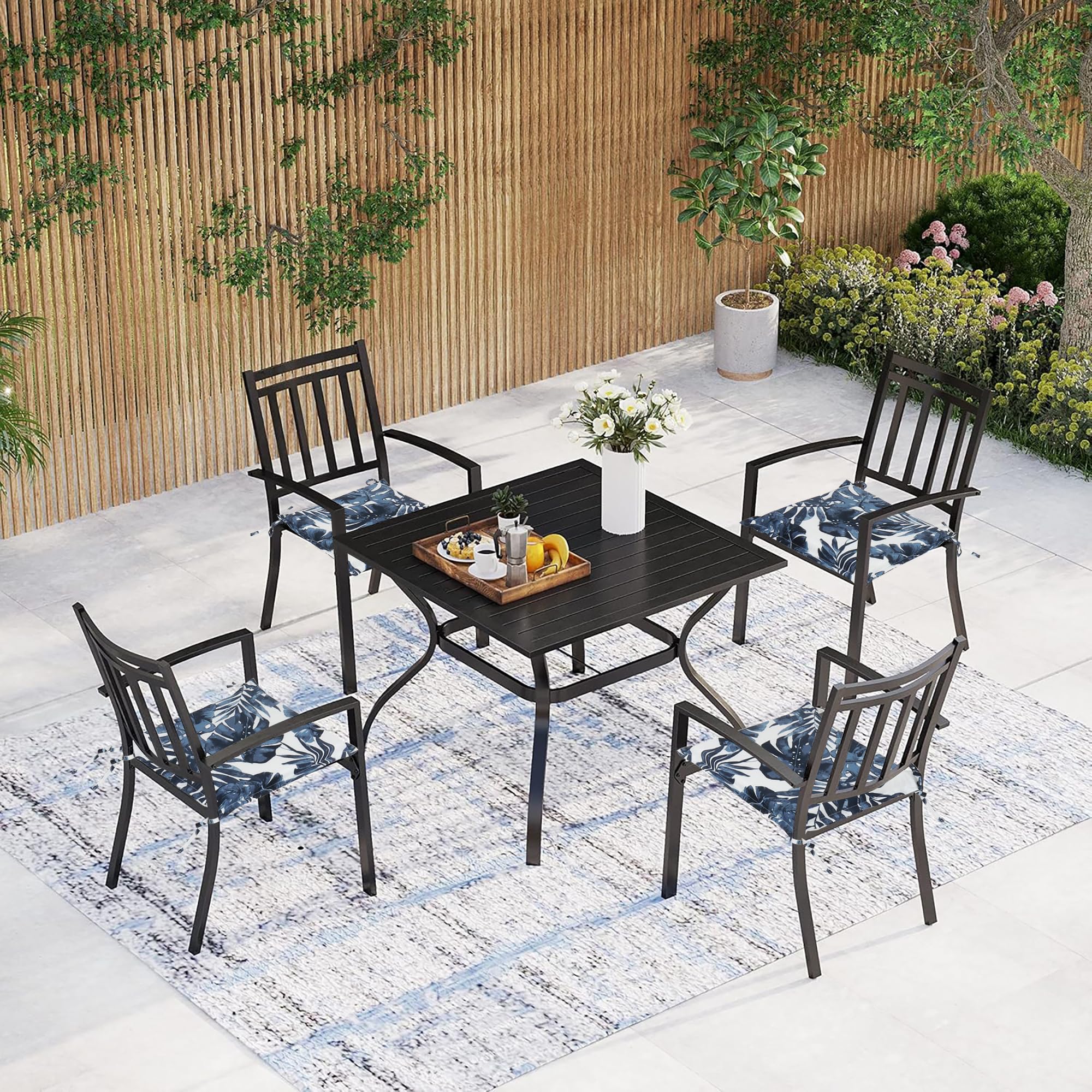 Conjure 4-Piece 15x15" Outdoor Fabric Seat Cushion with Ties