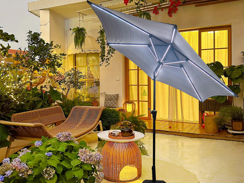 Parasol 9' Patio Umbrella with Lights