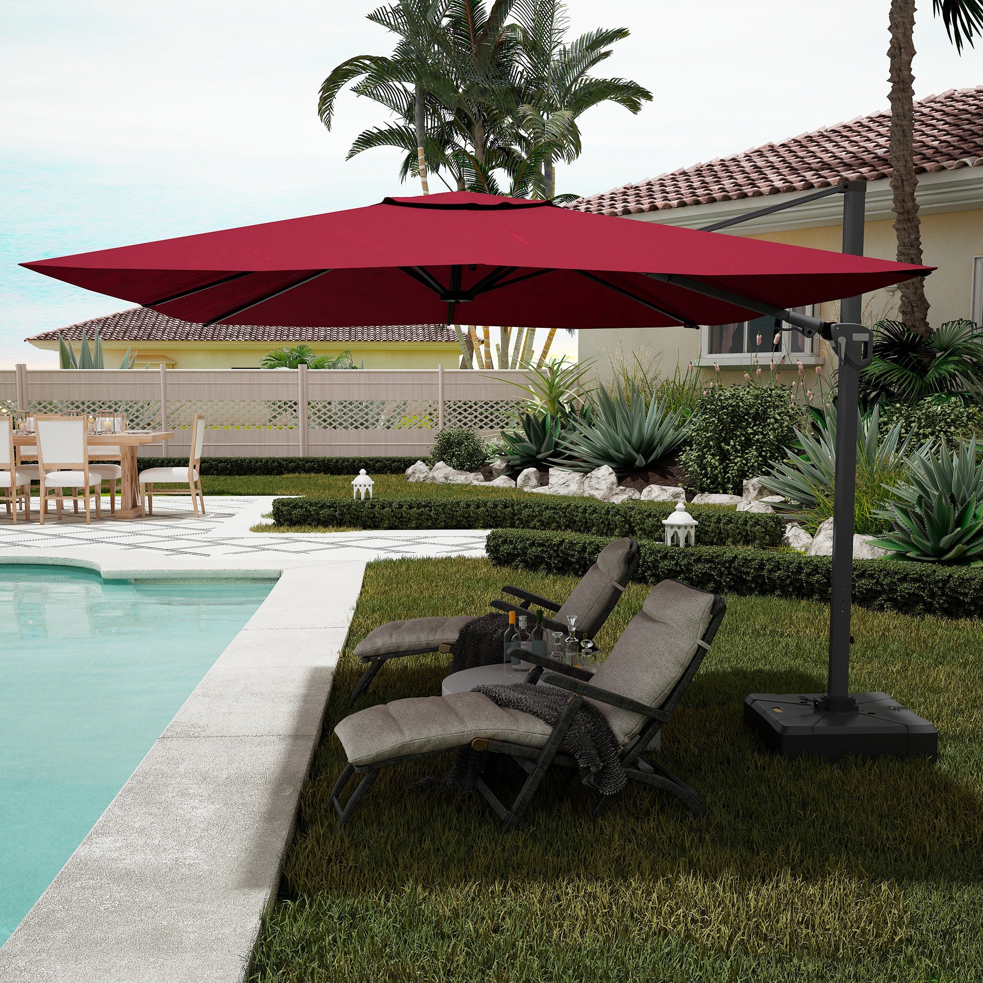11' Outdoor Square Double Top Patio Umbrella, Base Not Included