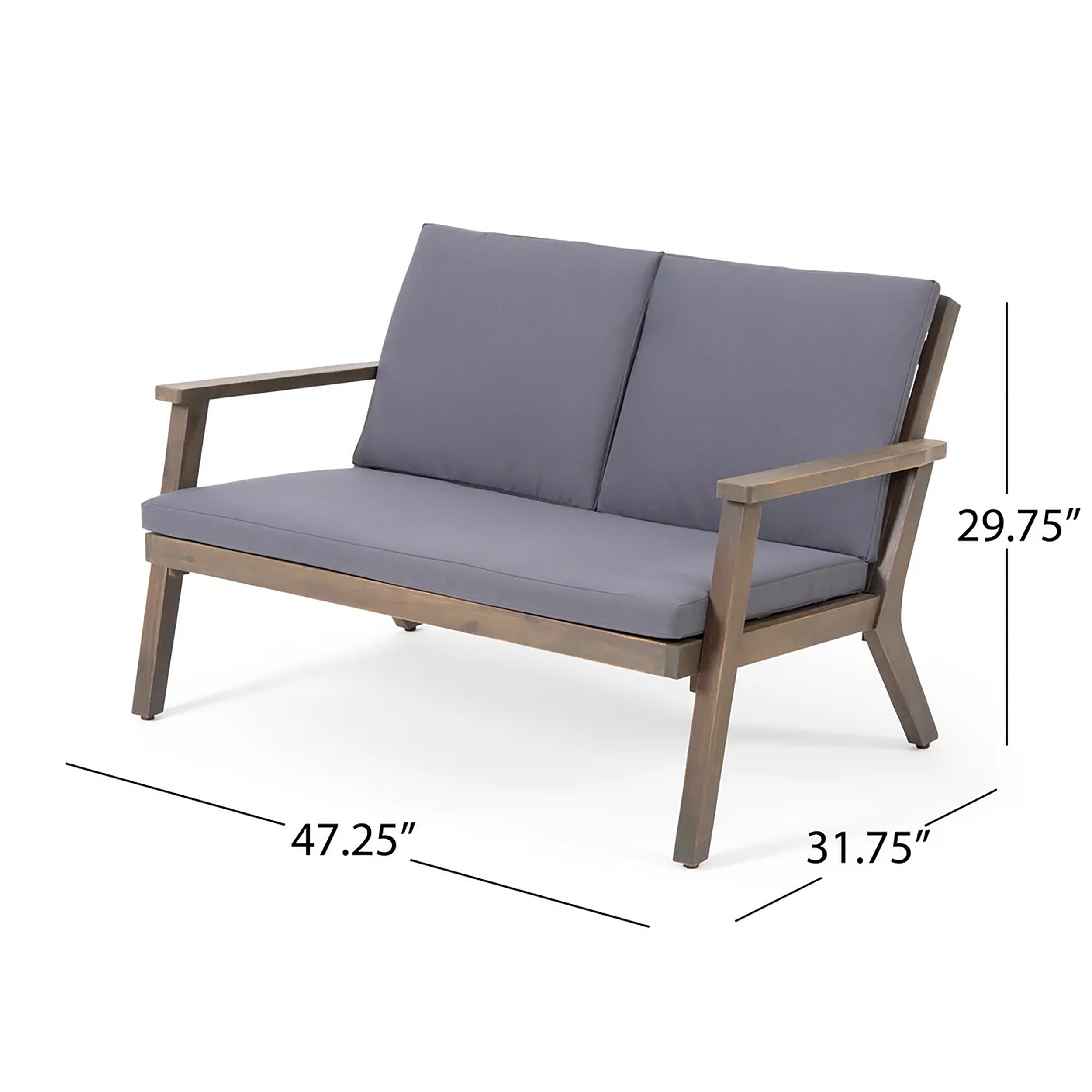 Brixton Outdoor Acacia Wood 4 Seater Chat Set with Cushions