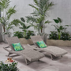 Crete Wicker Chaise Lounge, Set of 2