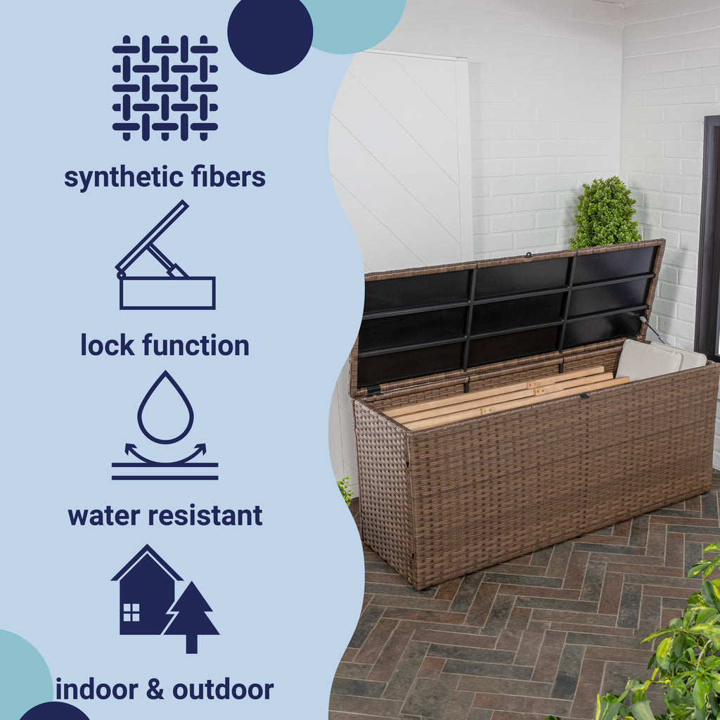 Nino Modern Minimalist Outdoor Faux Wicker Deck and Patio Storage Box