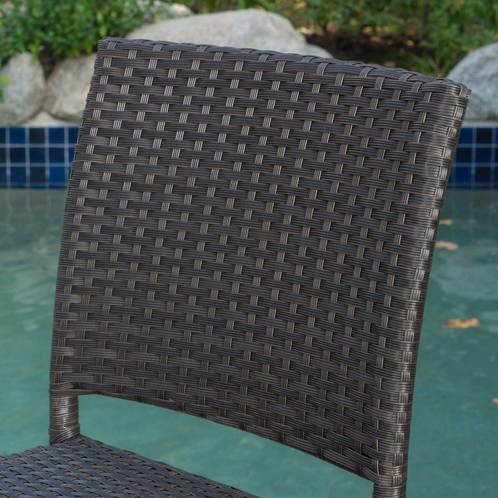 29" Outdoor Rattan Armless Barstools, Set of 2