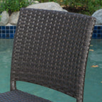 29" Outdoor Rattan Armless Barstools, Set of 2