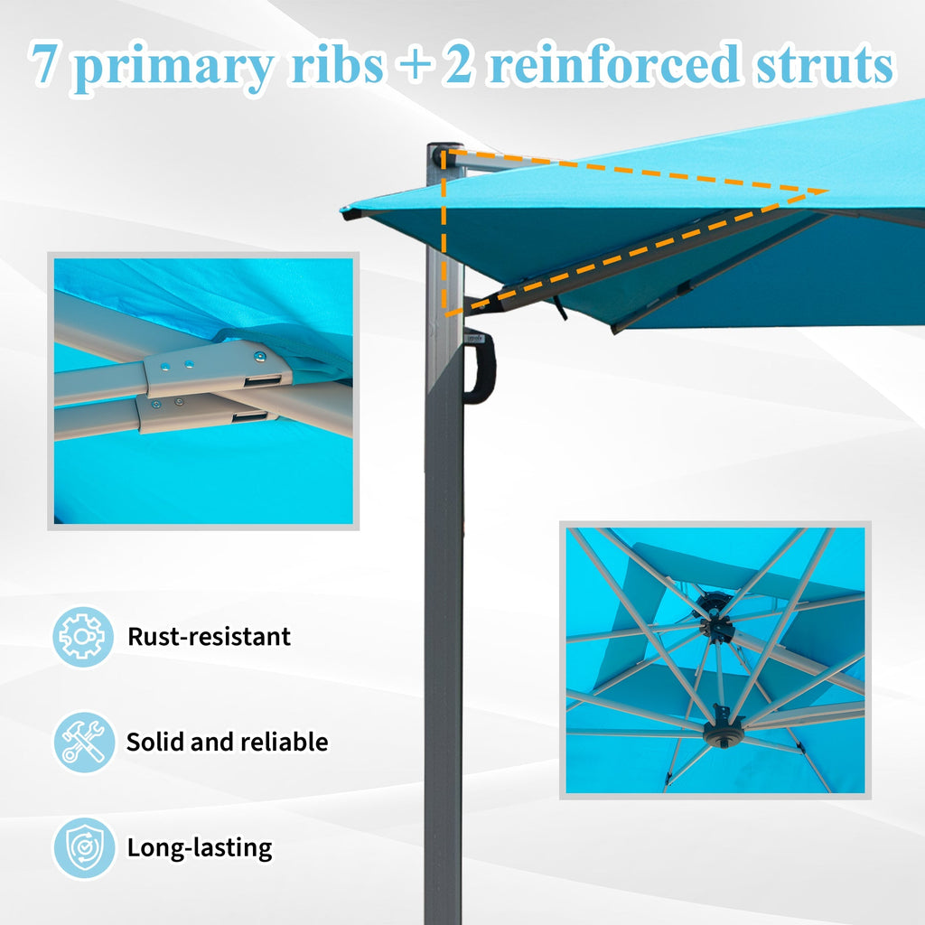 9'x 11' Rectangle Cantilever Umbrella with Center Pole, Base Not Included