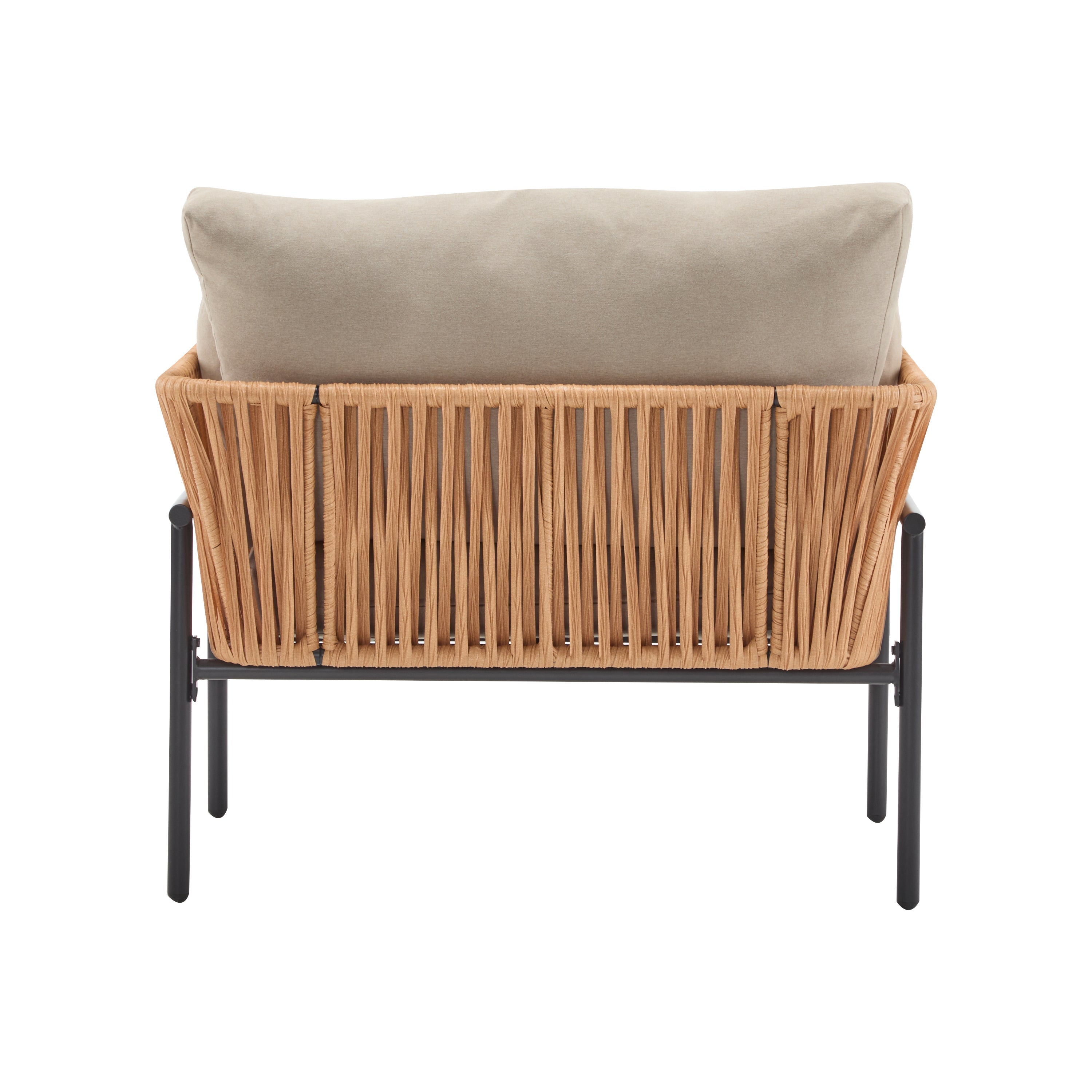 Brisa Outdoor Modern Iron Lounge Chair with Rope Weave