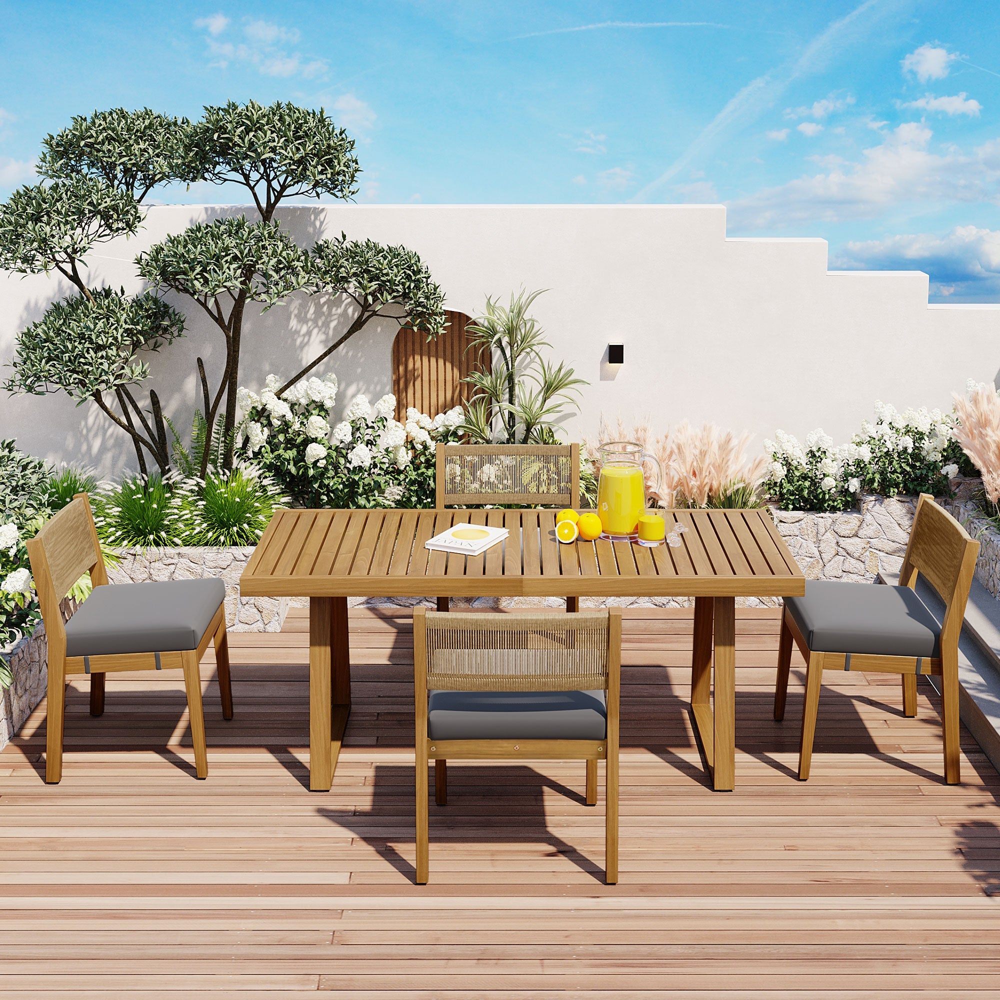 Outdoor Acacia Wood Dining Table Set