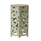 Wistfulness Outdoor Accent Table with Crackle Pattern and Iron Frame, Set of 2