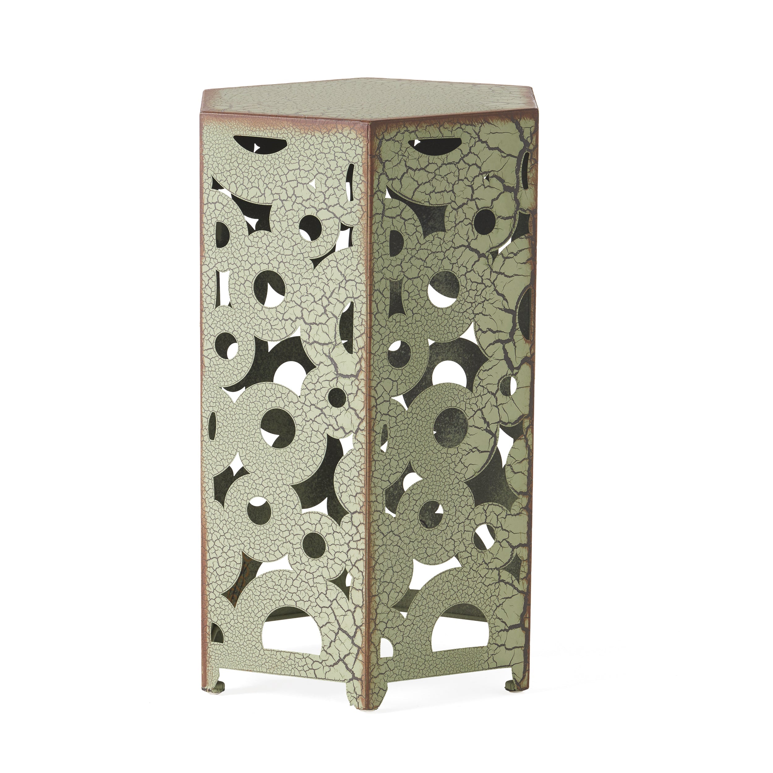 Wistfulness Outdoor Accent Table with Crackle Pattern and Iron Frame, Set of 2