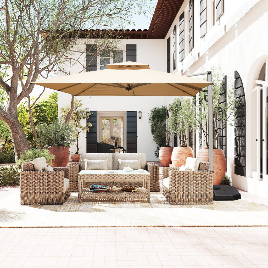 10'X10' Square Cantilever Umbrella with Center Pole, Base Not Included
