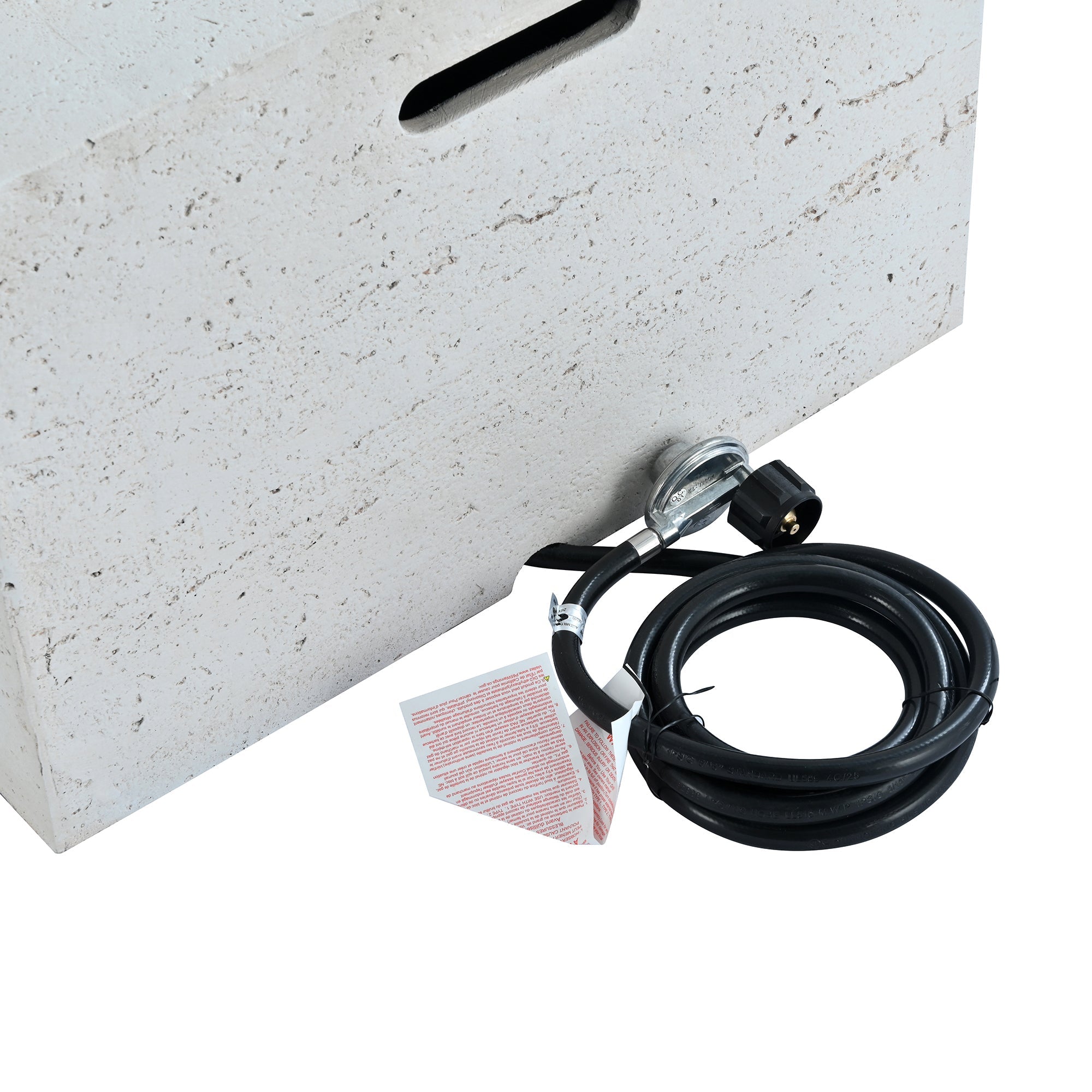 Outdoor Square Fire Pit with Steel Burner, Lava Rocks and Cover