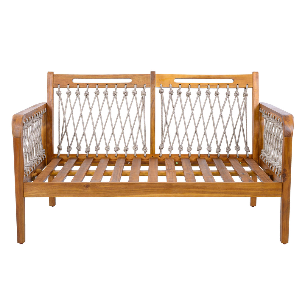 Millie Outdoor Acacia Wood Loveseat & Coffee Table Set