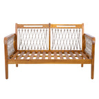 Millie Outdoor Acacia Wood Loveseat & Coffee Table Set