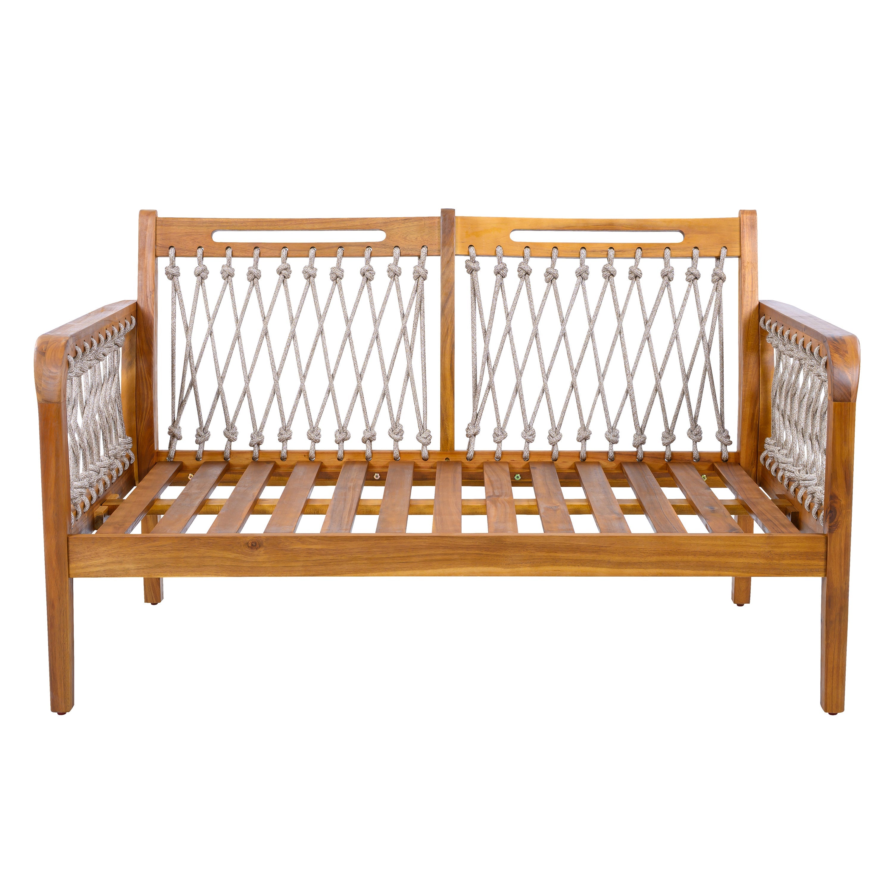 Millie Outdoor Acacia Wood Loveseat & Coffee Table Set