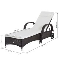Outsunny Adjustable Wicker Sun Lounger Outdoor Recliner Chair Garden