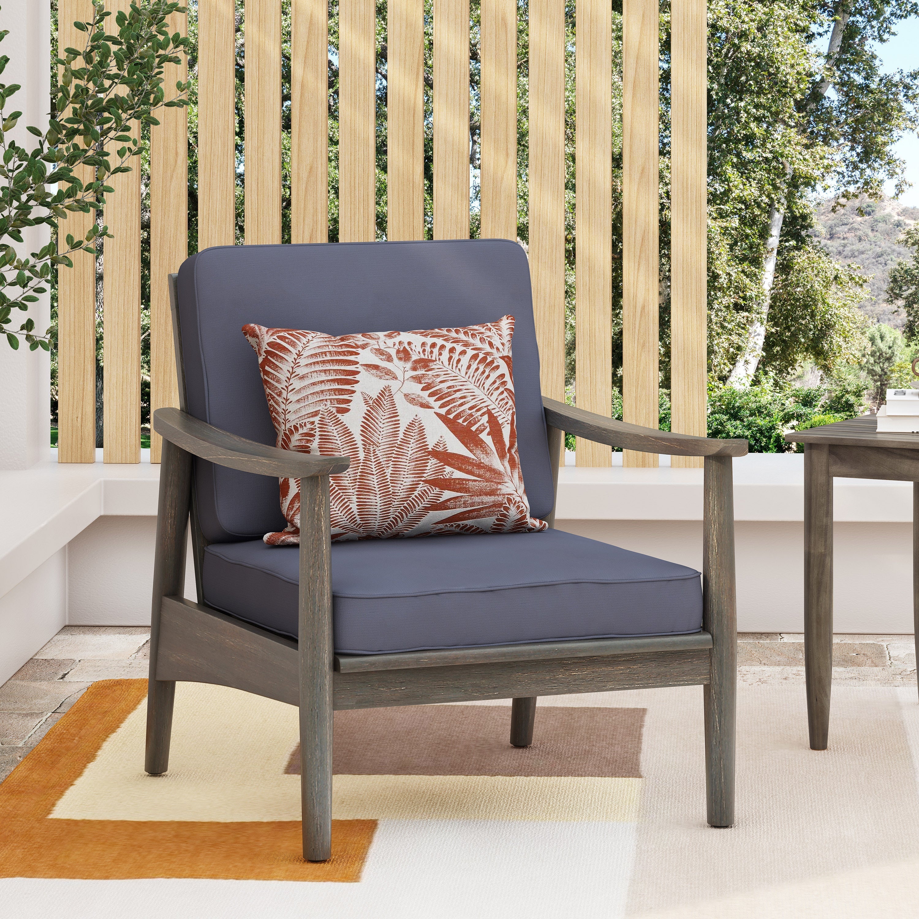 Ellsworth Outdoor Acacia Wood Club Chair