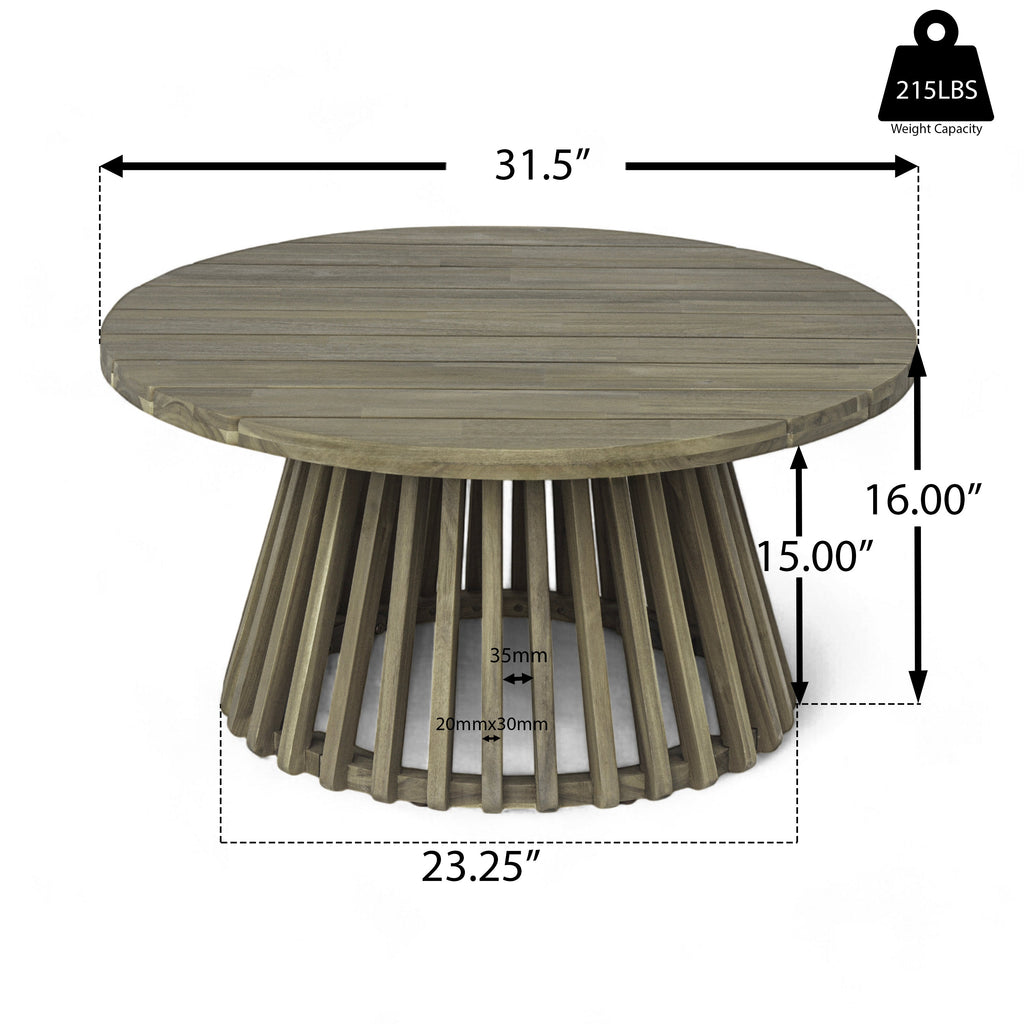 Tidewell Outdoor Acacia Wood Coffee Table