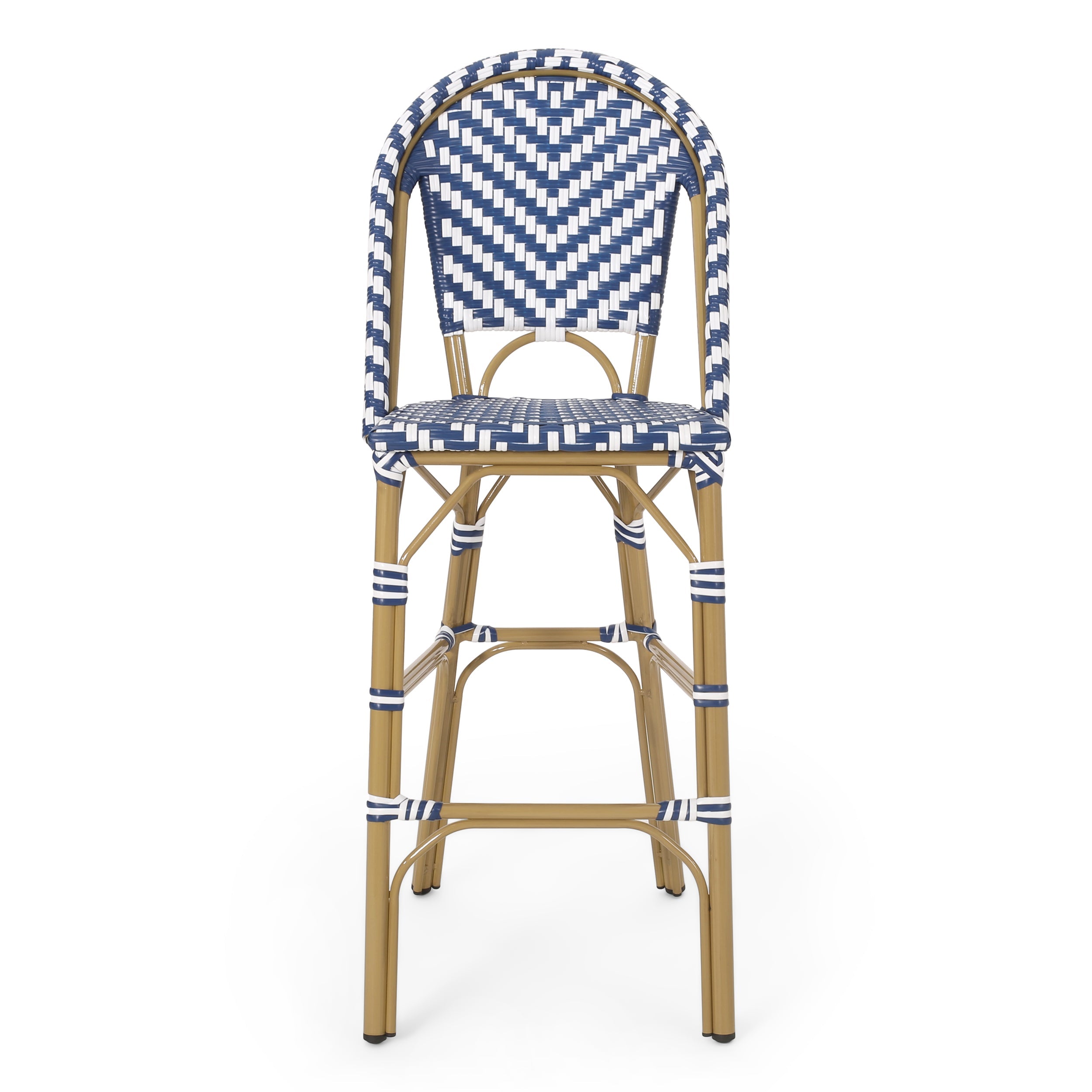 Clifftop 29.5" Outdoor Rattan Bar Stool with Aluminum Frame and Footrest, Set of 2