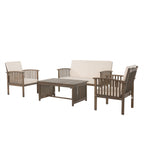 Tidewell 4 Piece Acacia Wood Outdoor Chat Set with Water-Resistant Cushions