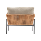 Brisa Outdoor Modern Iron Lounge Chair with Rope Weave