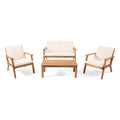Brixton Outdoor Acacia Wood 4 Seater Chat Set with Cushions
