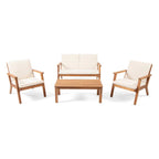 Brixton Outdoor Acacia Wood 4 Seater Chat Set with Cushions