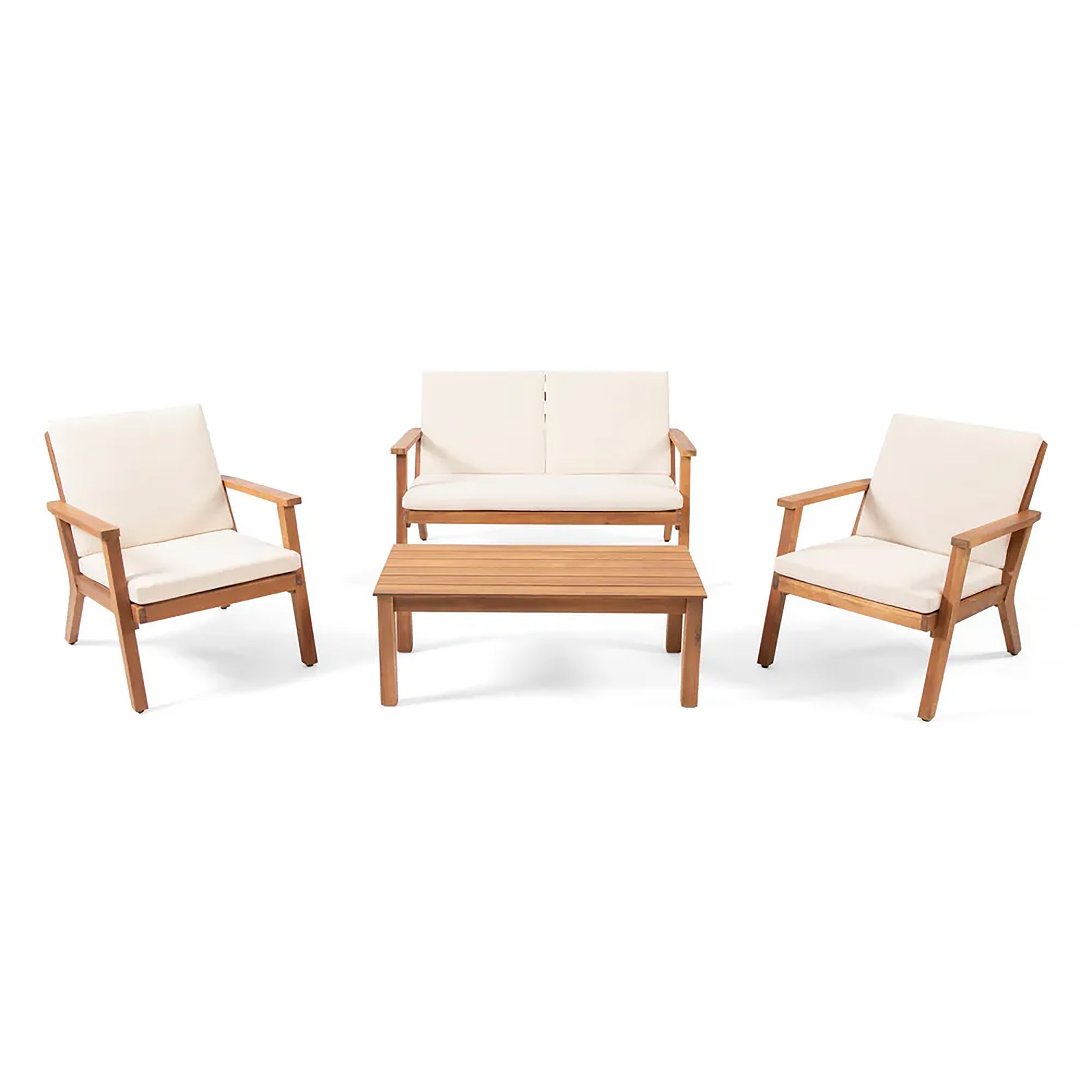 Brixton Outdoor Acacia Wood 4 Seater Chat Set with Cushions