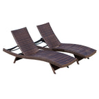 Crete Wicker Chaise Lounge, Set of 2