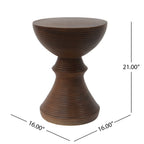 Outdoor Ribbed Concrete Side Table with Hourglass Design