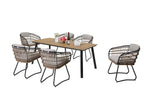 Maristella 7 Piece Outdoor Wicker Dining Set with Acacia Wood Table
