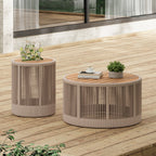 Sundara Outdoor Coffee & Side Table Set with Woven Rope Design