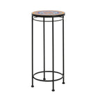 3-Piece Outdoor Ceramic Tile Plant Stand Set with Iron Frame