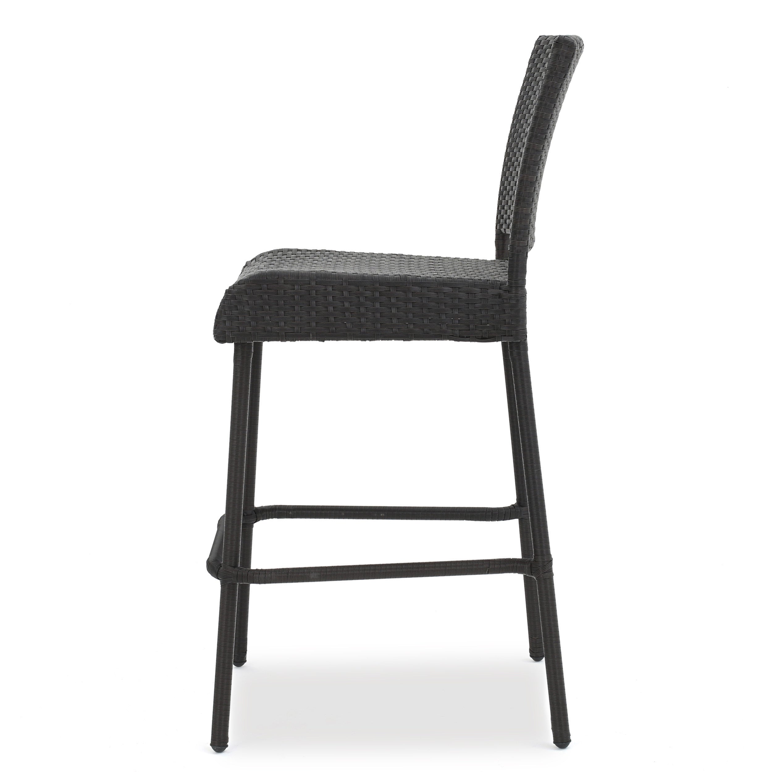 29" Outdoor Rattan Armless Barstools, Set of 2