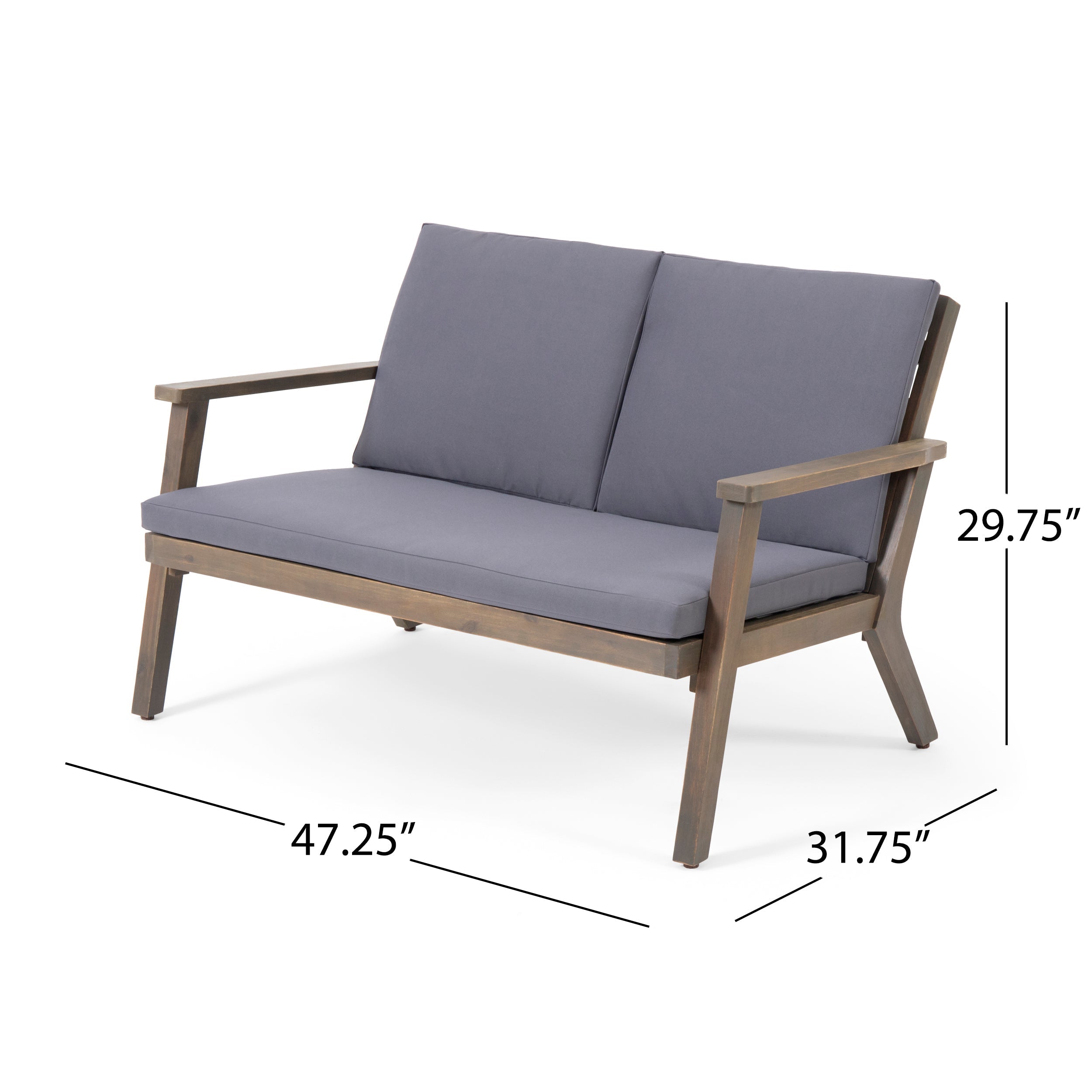 Brixton Outdoor Acacia Wood Loveseat and Coffee Table Set with Cushions